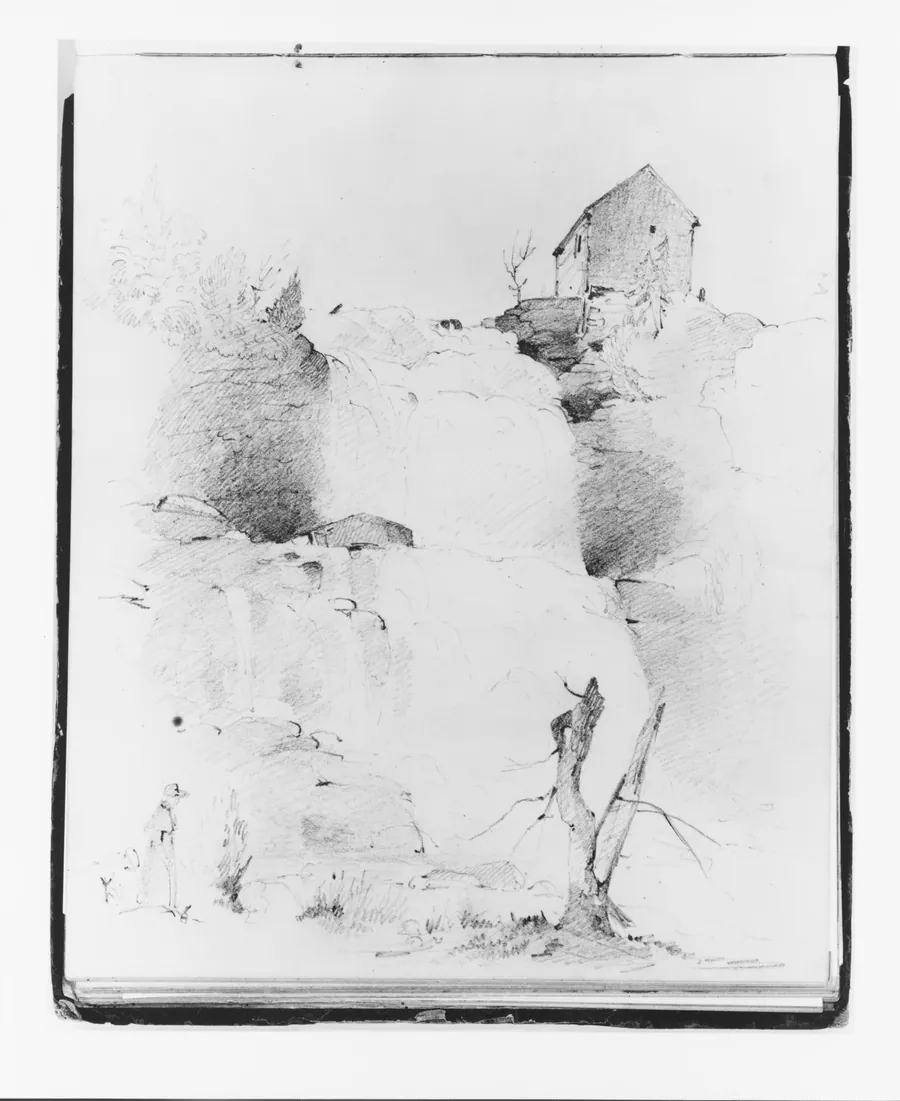 Landscape with Waterfall and Figures (from Sketchbook) by Francis William Edmonds