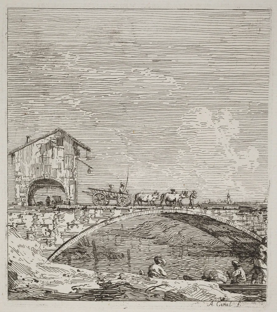 The Wagon Passing over a Bridge by Canaletto