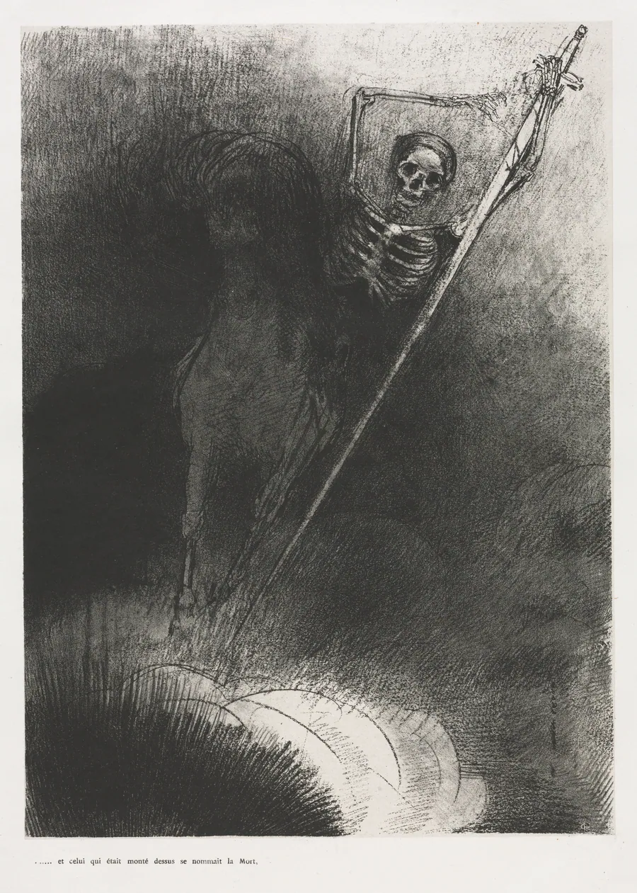 And His Name That Sat on Him Was Death by Odilon Redon