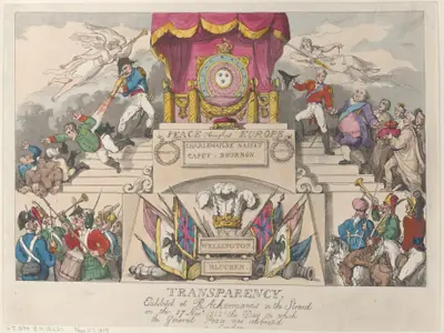 Transparency: Exhibited at R. Ackermann's in the Strand on the 27th November 1815, the Day on which the General Peace was Celebrated in London