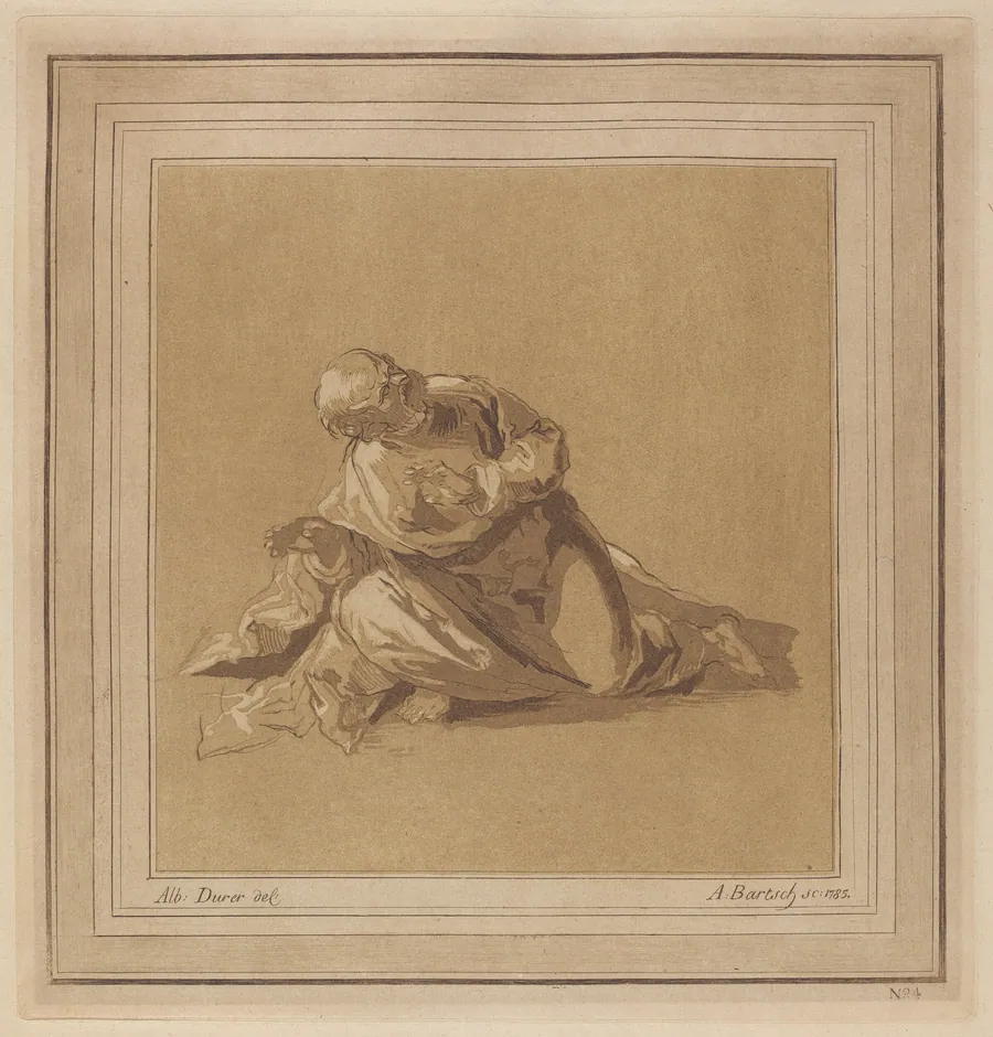 A Crouching Apostle (Saint Peter) by Adam von Bartsch
