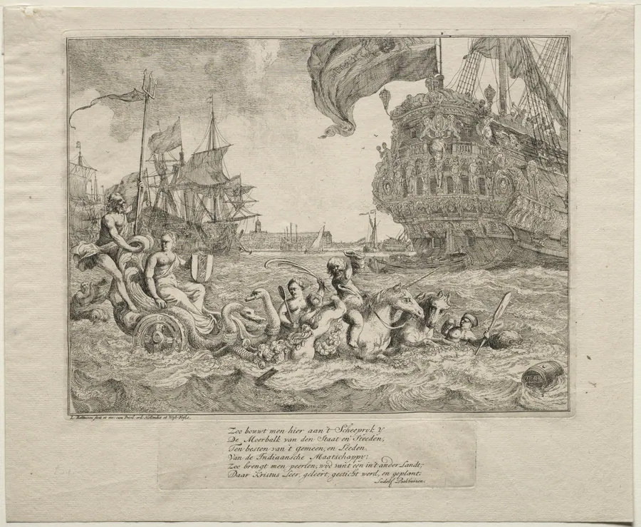 The Personification of Amsterdam Riding in Neptune's Chariot by Ludolf Backhuysen