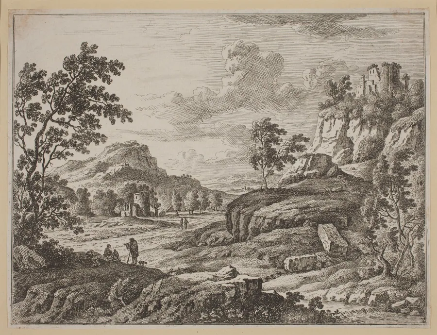 Landscape with Two Ruined Towers by Johann Christoph Dietzsch