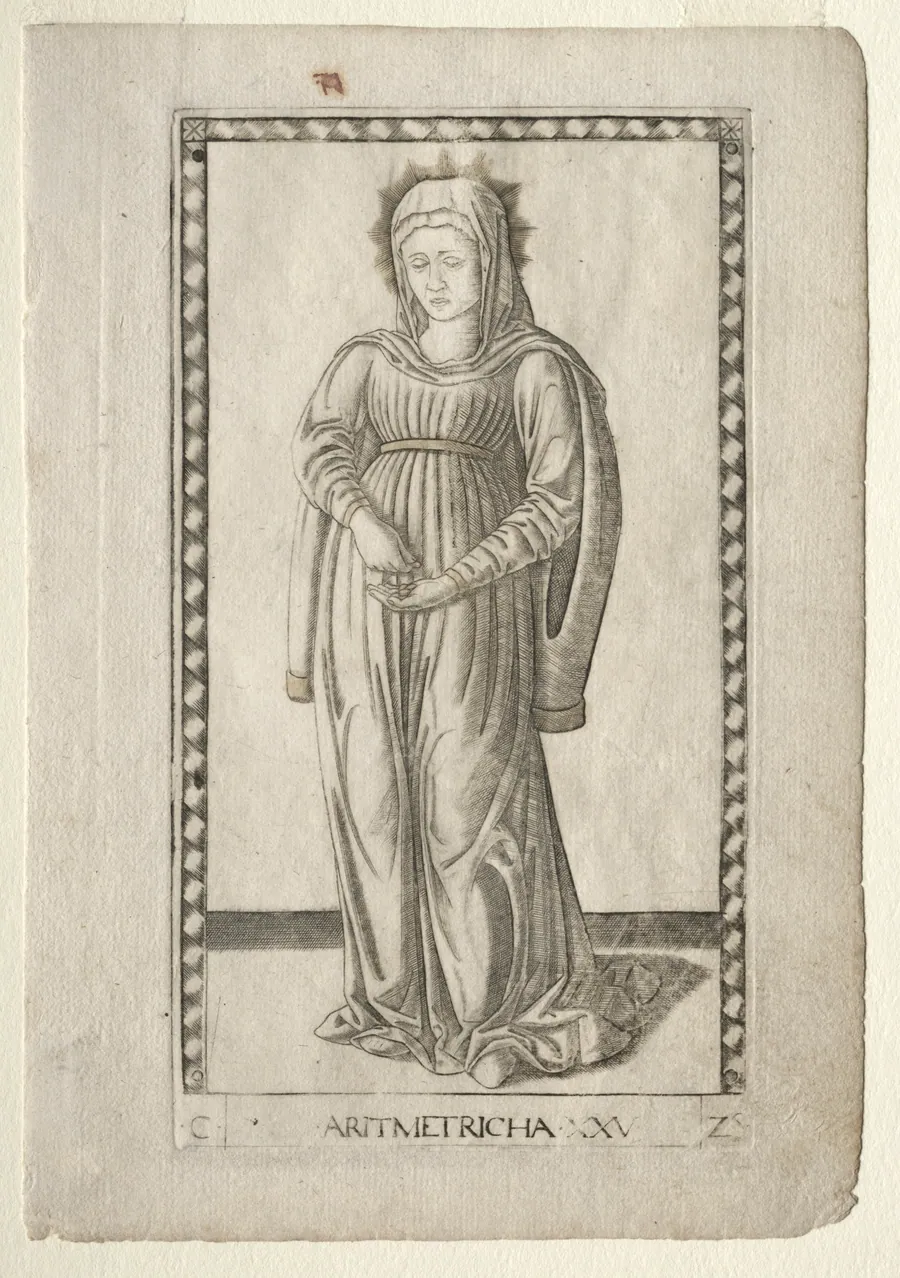 Arithmetic (from the Tarocchi, series C:  Liberal Arts, #25) by Master of the E-Series Tarocchi