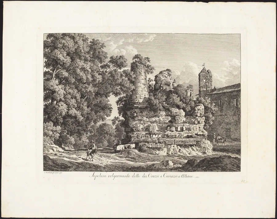 Sepolcro volgarmente detto degli Orazii e Curiazii a Albano by Johann Christian Reinhart