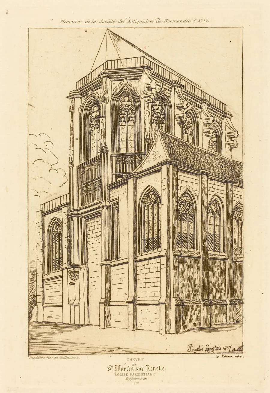 Chevet de St. Martin-sur-Renelle (The Apsis of the Church of St. Martin-sur-Renelle) by Charles Meryon