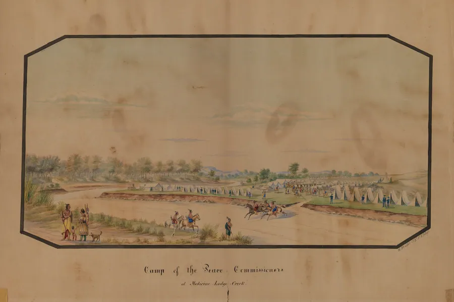 Camp of the Peace Commissioners at Medicine Lodge Creek by Hermann Stieffel, born Wiesbaden, Germany 1826-died Washington, DC 1886