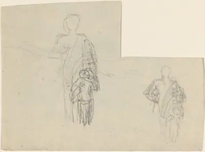 Two Studies of Standing Figure and Child