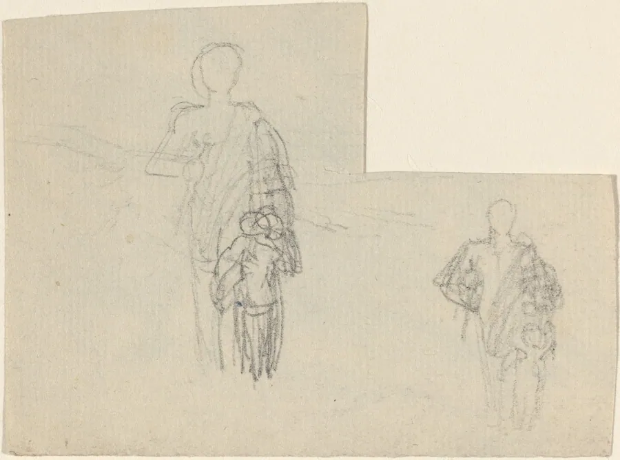 Two Studies of Standing Figure and Child by John Flaxman