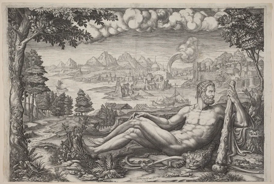 Hercules Resting from His Labors by Giorgio Ghisi