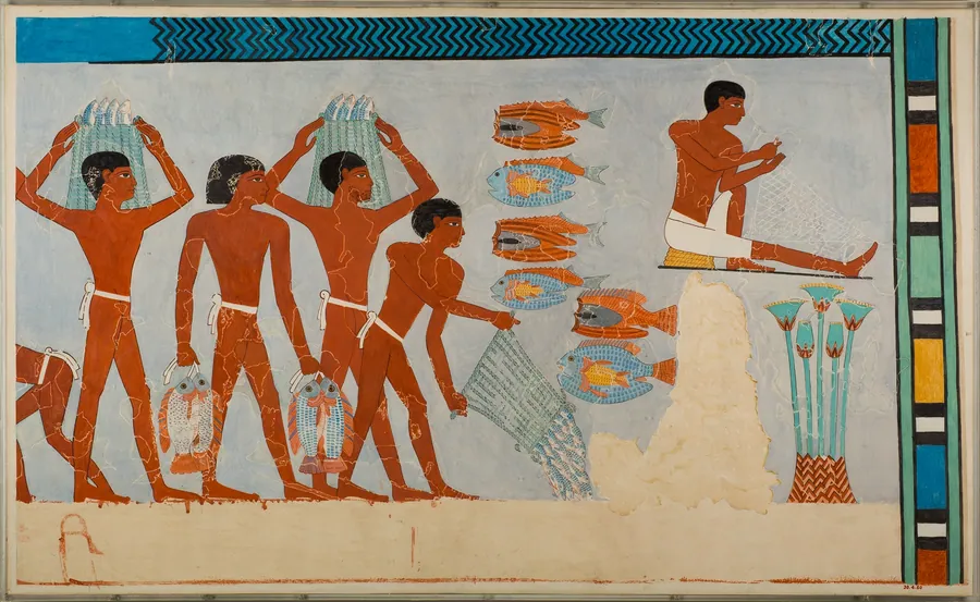 Facsimile: Scene of Fish Preparation and Net Making by Norman de Garis Davies