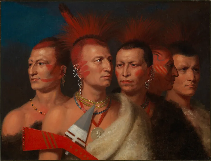 Young Omahaw, War Eagle, Little Missouri, and Pawnees by Charles Bird King, born Newport, RI 1785-died Washington, DC 1862