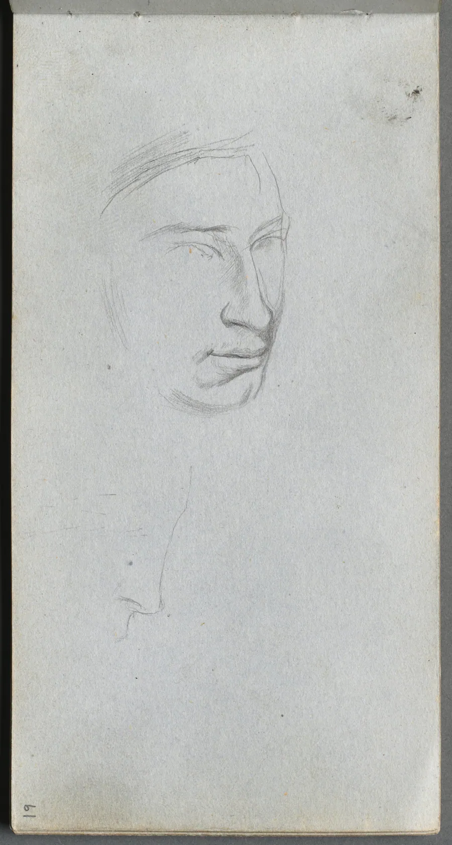 Sketchbook, page 61: Face, 3/4 view profile by Ernest Meissonier