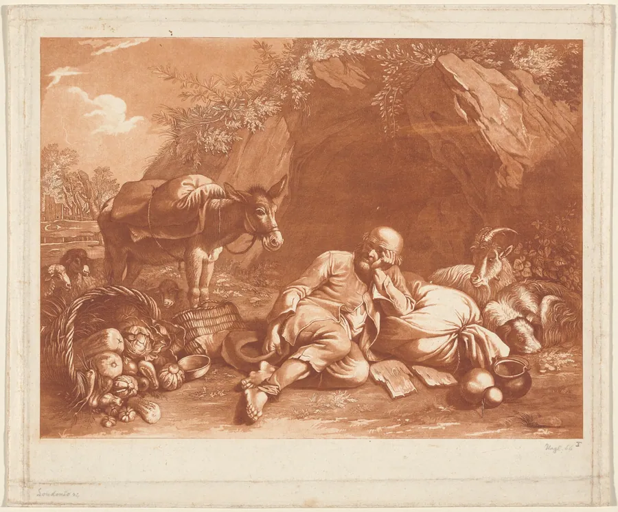 An Old Man Leaning on a Sack by Giovanni De Pian