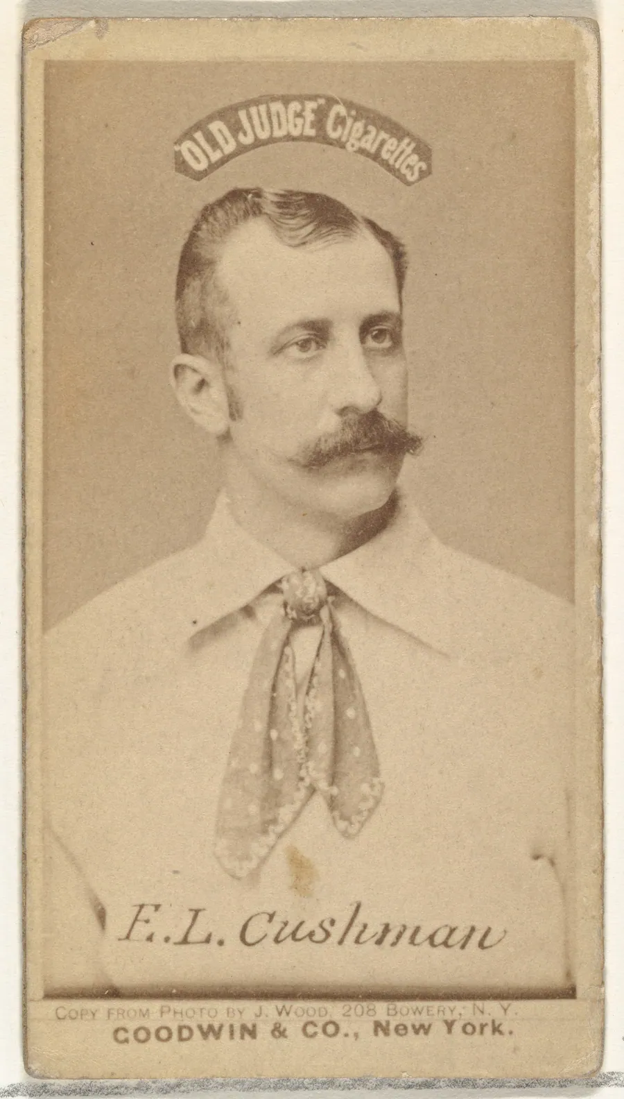 F.L. Cushman, from the Old Judge series (N172) for Old Judge Cigarettes by J. Wood