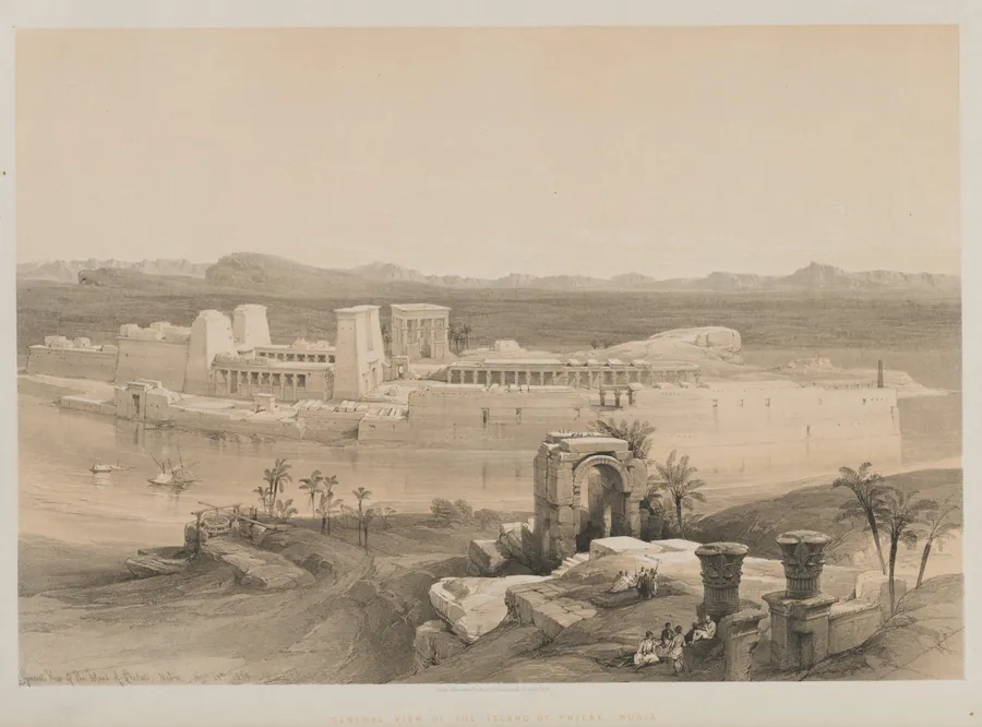 Egypt and Nubia, Volume I: General View of the Island of Philae, Nubia by Louis Haghe