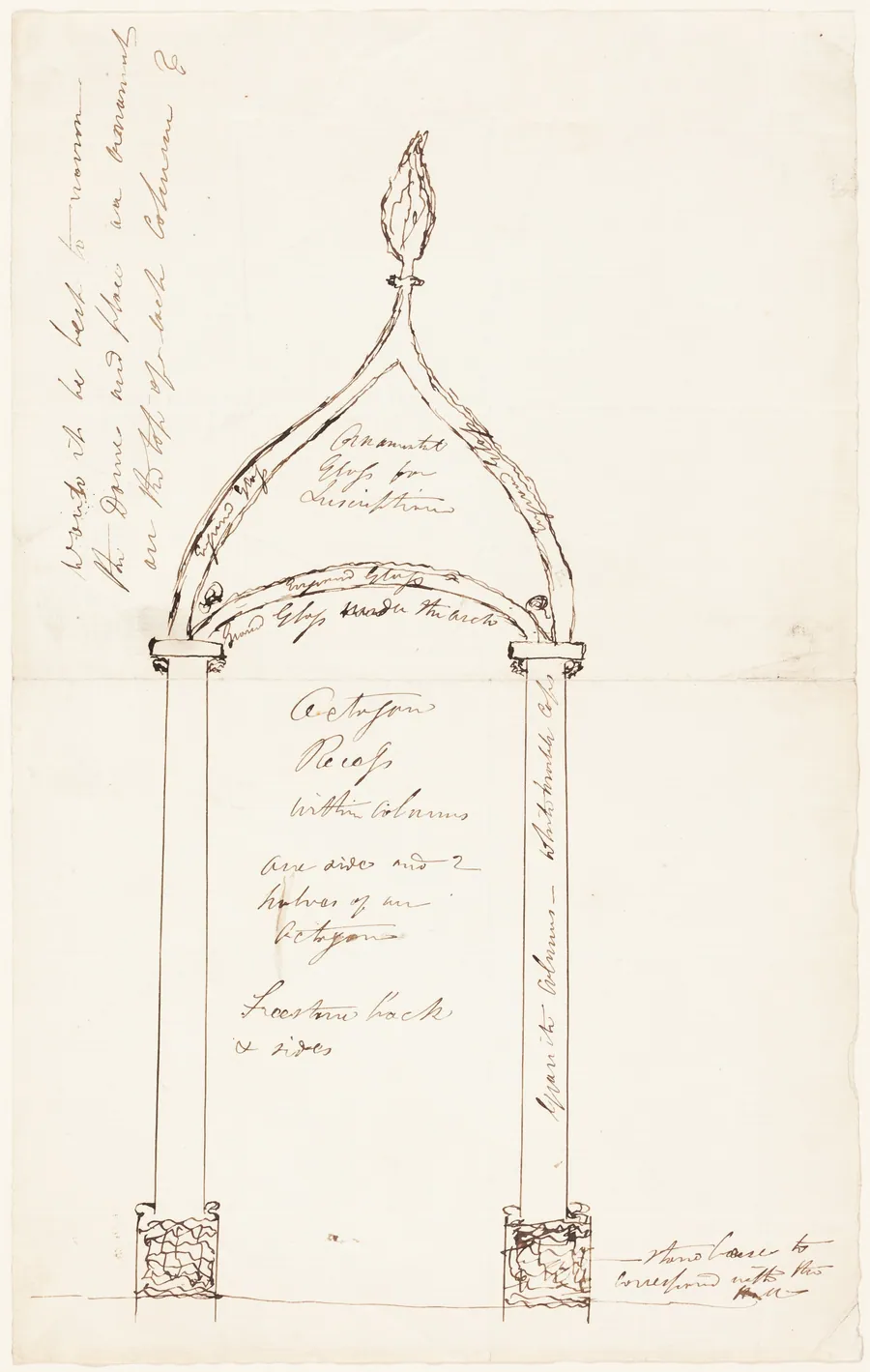 Sketch of Octagon Recess with Columns by George Cruikshank