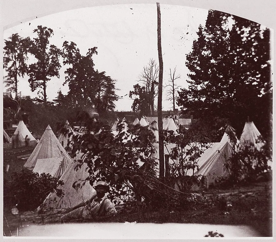 Camp of Construction Corps, U.S. Military Railroad, at City Point by Andrew Joseph Russell