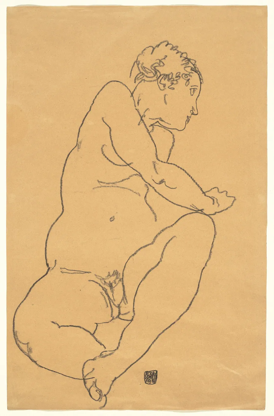 Female Nude Bending to the Left by Egon Schiele