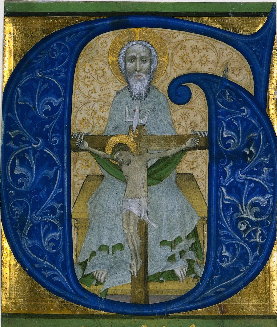 Cutting from an Antiphonary:  Initial G[loria tibi Trinitas]: The Trinity