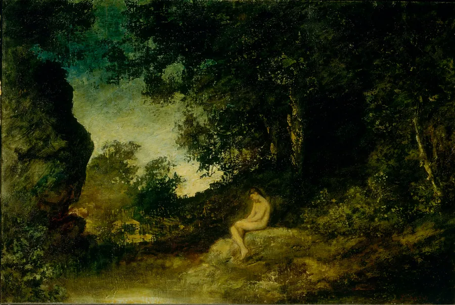 At Nature's Mirror by Ralph Albert Blakelock, born New York City 1847-died Elizabethtown, NY 1919
