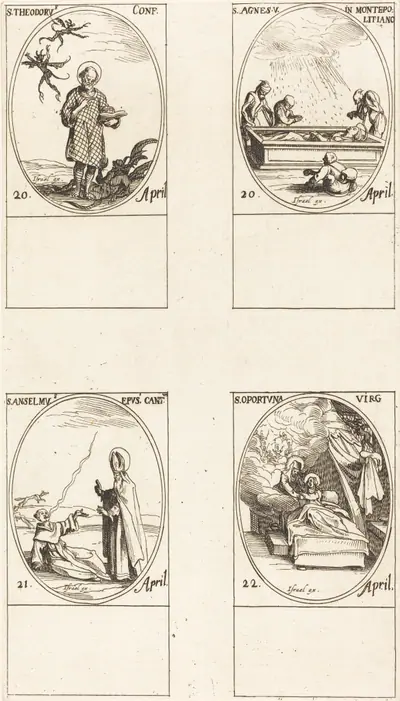St. Theodorus; St. Agnes of Monte Pulciano; St. Anselme, Archbishop of Canterbury; St. Opportuna and Virgin