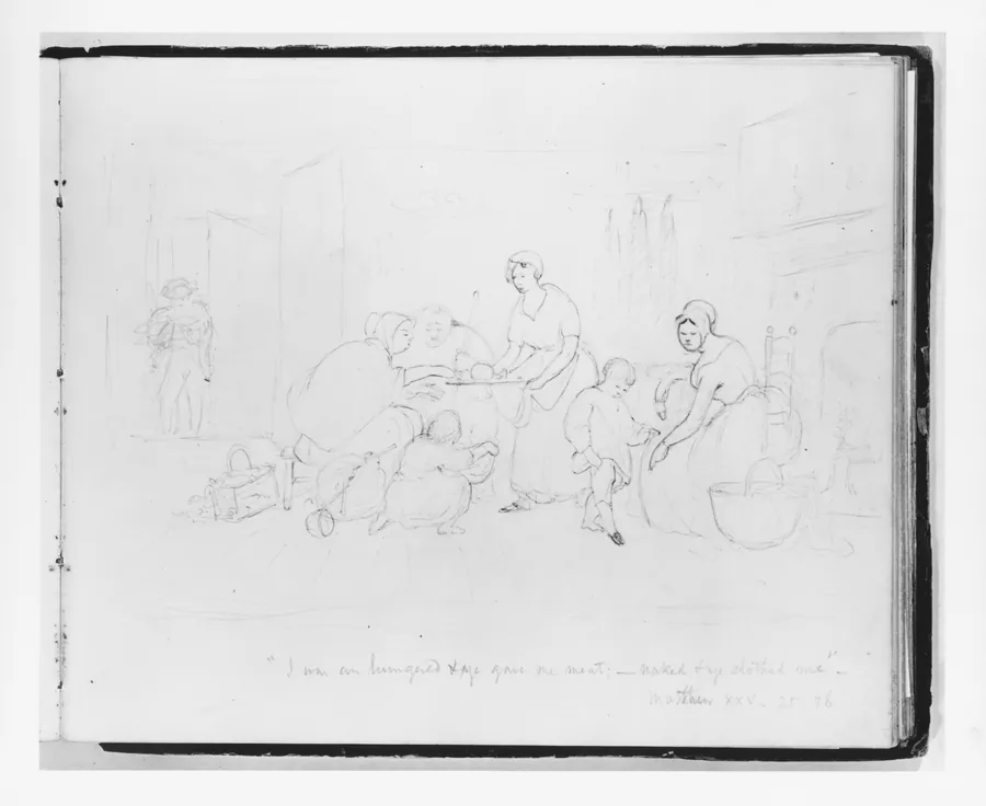 "I was hungered and ye gave me meat; —naked and ye clothed, me." Matthew XXV: 35–36 (from Sketchbook) by Francis William Edmonds