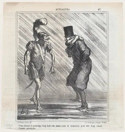 You find spring too cold this year... next year you will perhaps find it too hot, from 'News of the day,' published in Le Charivari, March 30, 1867