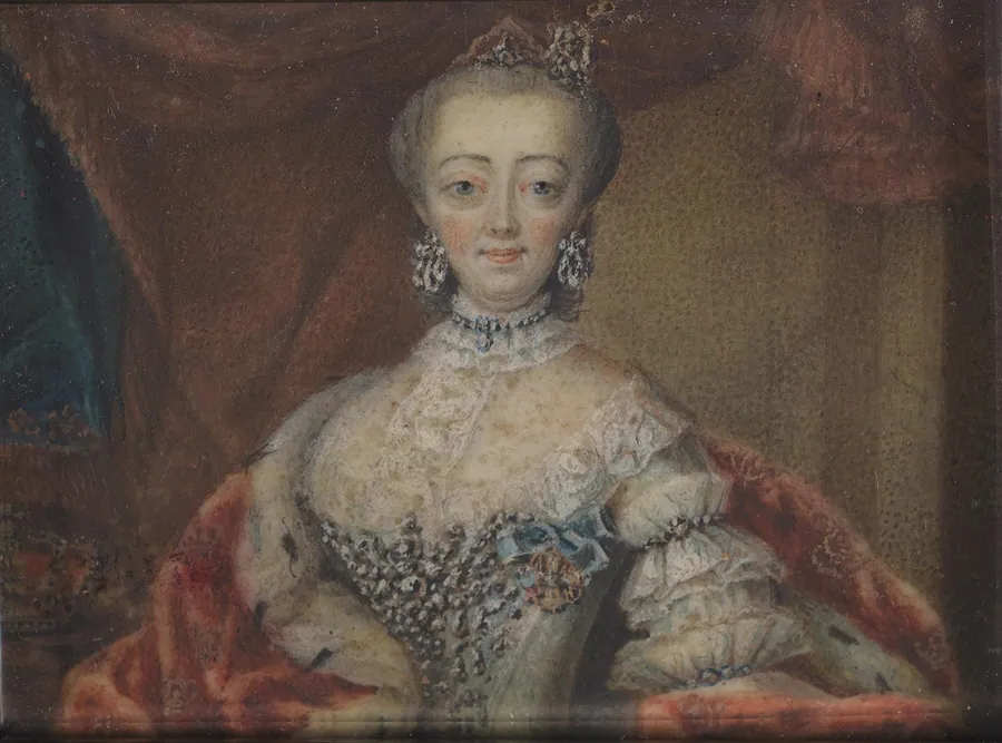 Portræt af Christian VI's dronning Sophie Magdalene by Andreas Thornborg