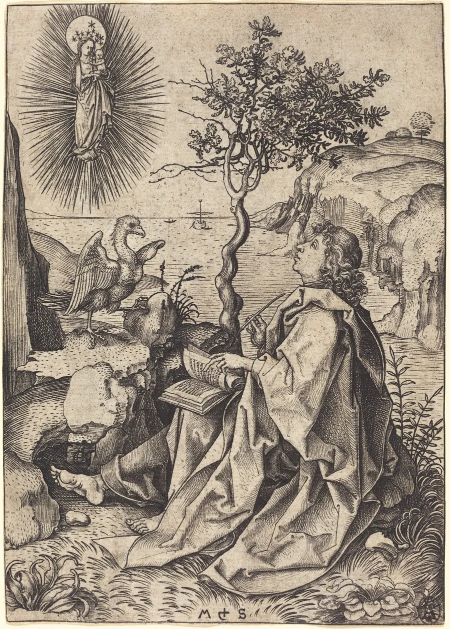 Saint John on Patmos by Martin Schongauer