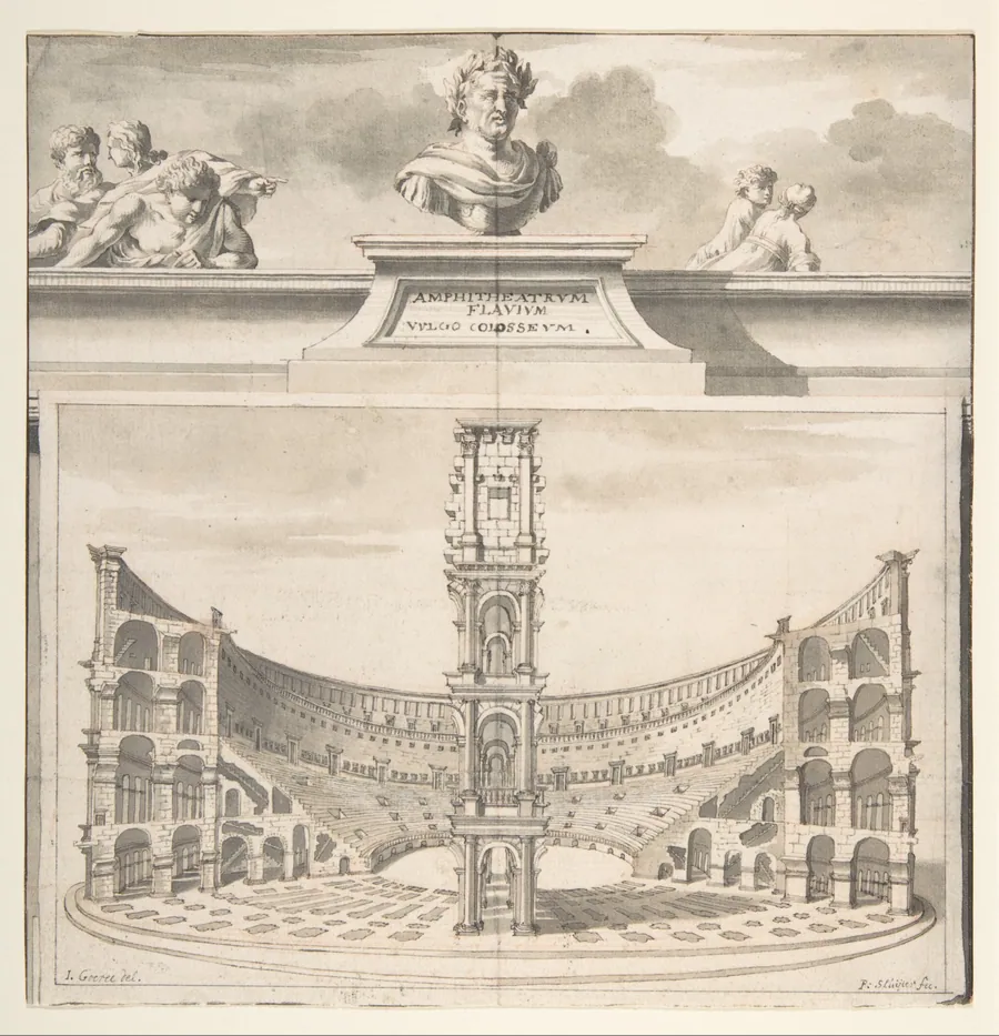 A Reconstruction of the Colosseum in Cross-Section by Jan Goeree