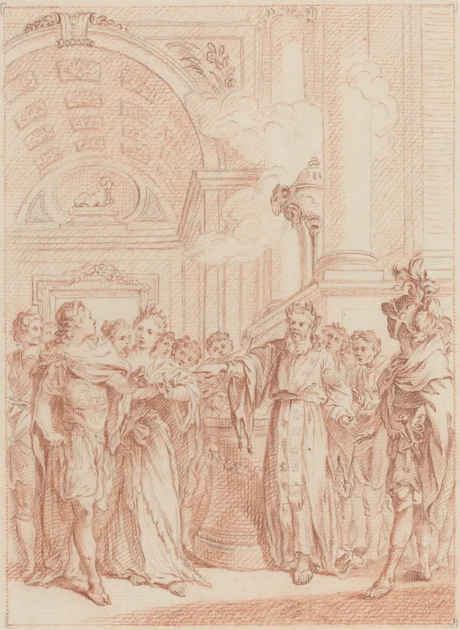 Tremblez malheureux Roi, votre Règne est passe by Hubert François Gravelot