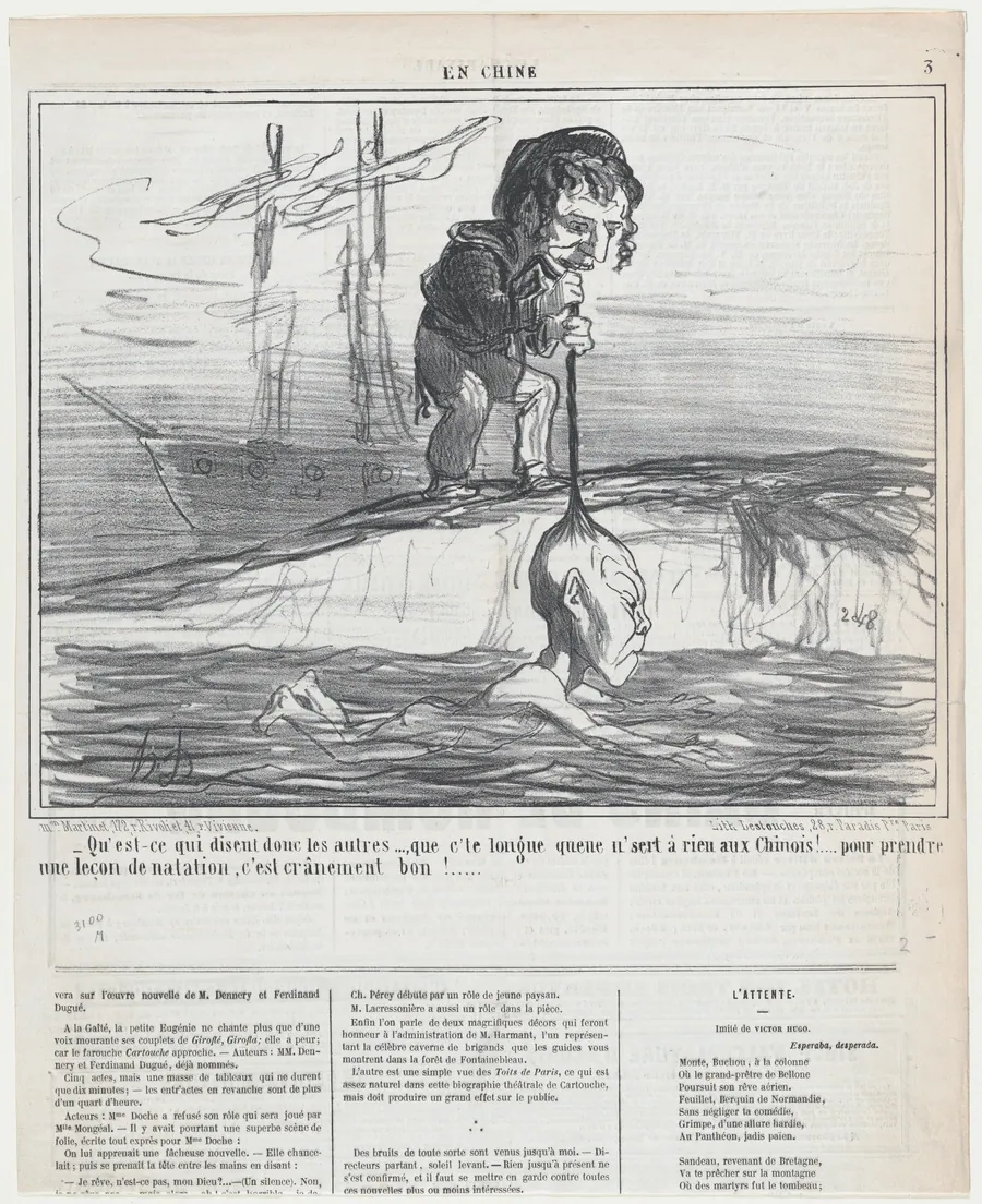 Qu-est-ce qui disent donc les autres..., from En Chine, published in Le Charivari, December 20, 1858 by Aaron Martinet