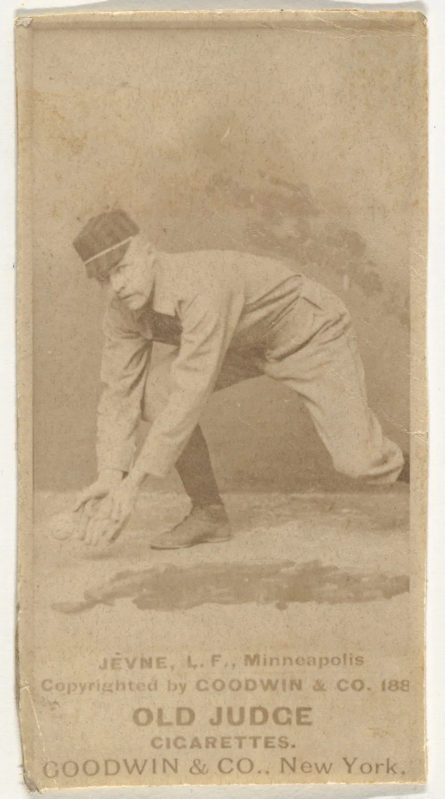 Frederick B. "Ned" Jevne, Left Field, Minneapolis, from the Old Judge series (N172) for Old Judge Cigarettes by Goodwin & Company
