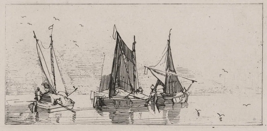 Three Sailboats by Caspar Johann Nepomuk Scheuren