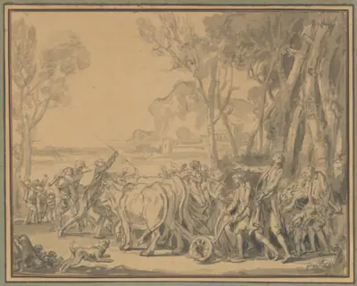 A Farmer Entrusting the Plow to His Son