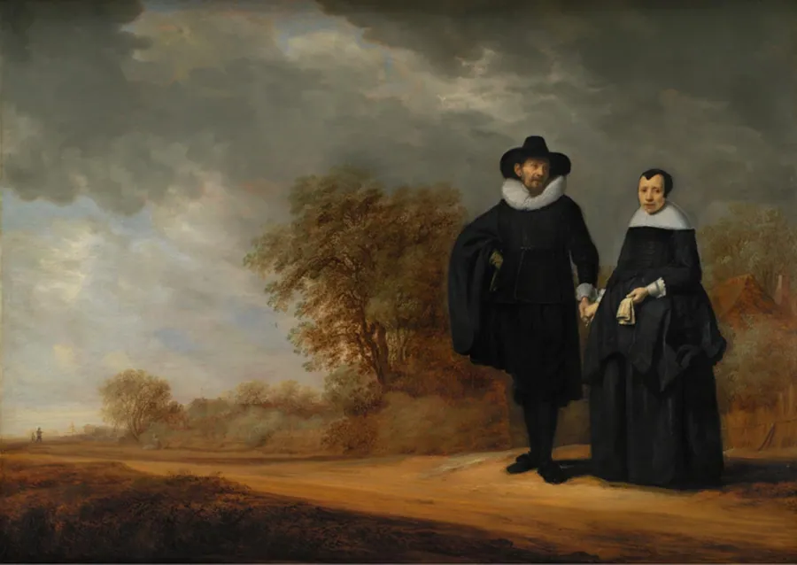 Borgmester Cornelis Damasz. van der Gracht og hustru, Jopken Jacobs, i et landskab by Gerard Donck