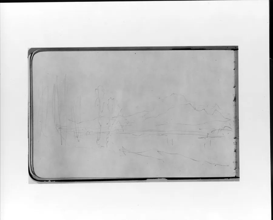 Sketch of a Mountain Landscape with Trees (from Sketchbook) by Albert Bierstadt