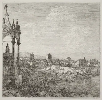 View of a Town with a Bishop's Tomb