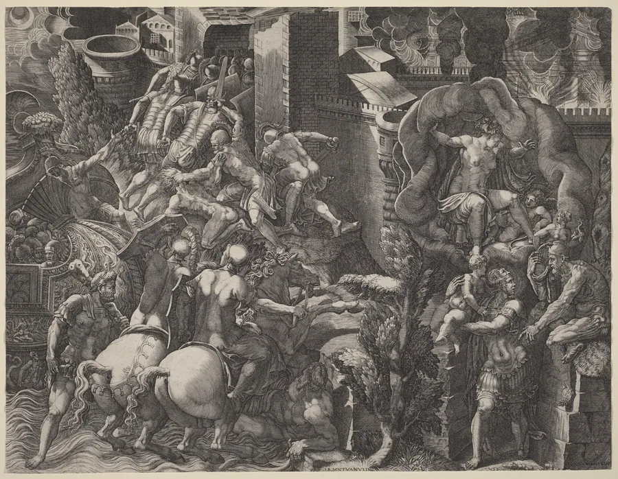 The Fall of Troy and the Escape of Aeneas by Giorgio Ghisi