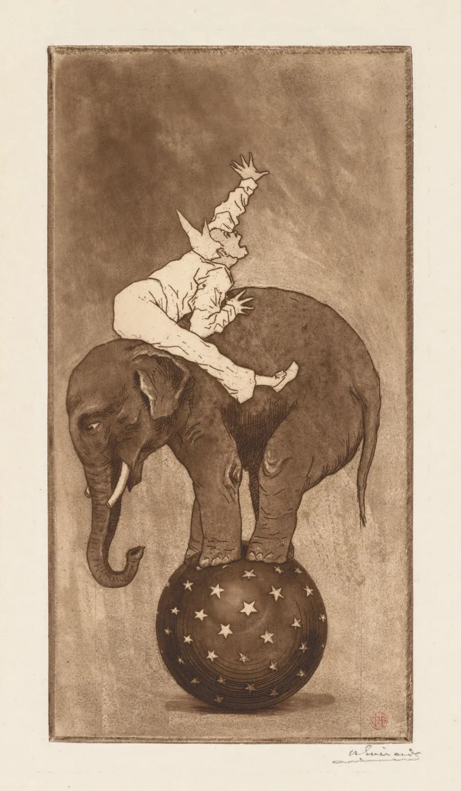 Elephant and Clown (L'Elephant et le Clown) by Henri Charles Guérard