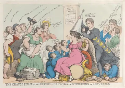 The Chance Seller of the Exchequer Putting an Extinguisher on Lotteries