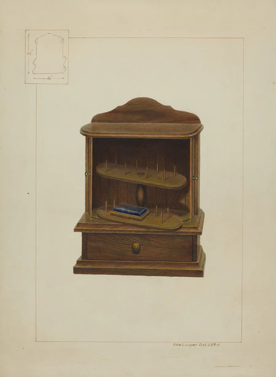 Walnut Spool Cabinet by Edward L. Loper