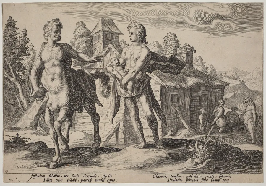 Apollo Entrusting Chiron with the Education of Asclepius by Hendrick Goltzius