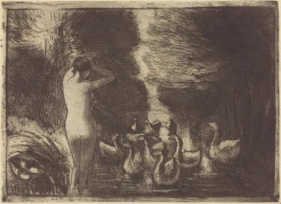 Baigneuse aux oies (Bathers with Geese) by Camille Pissarro