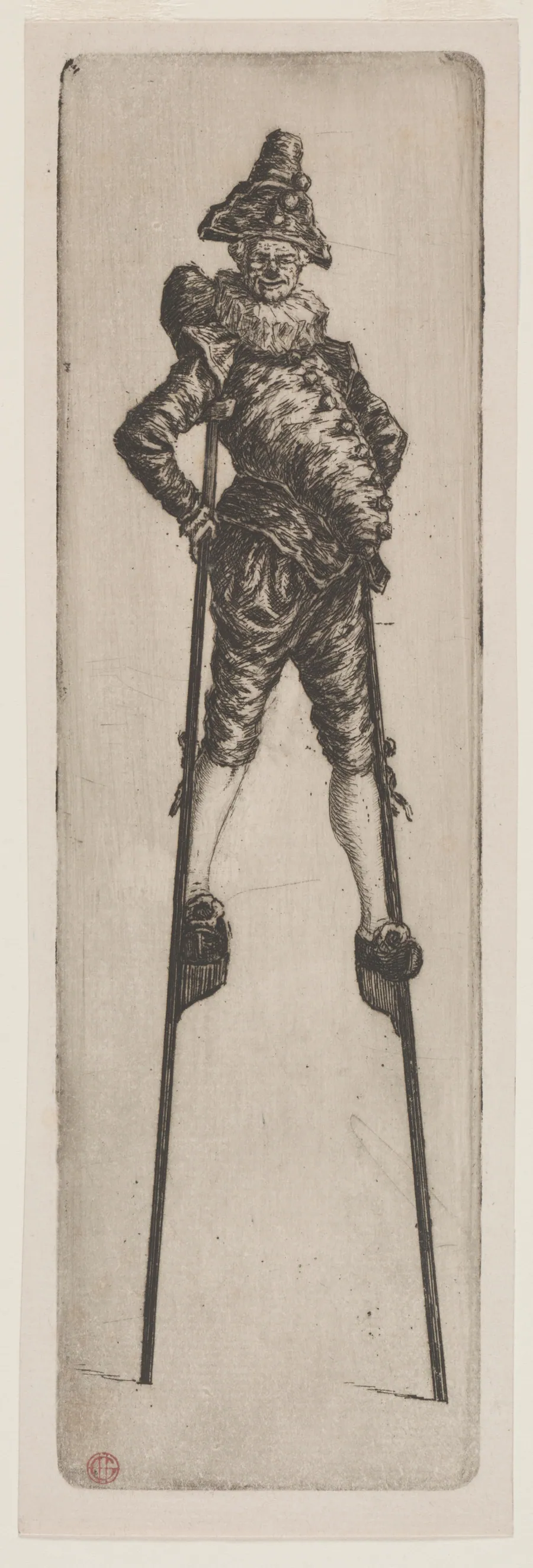 Punchinello on Stilts by Henri Charles Guérard