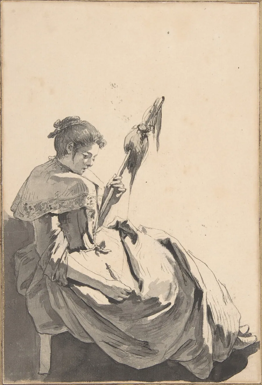 Bolognese Peasant Girl with a Distaff by Jean-Baptiste Greuze