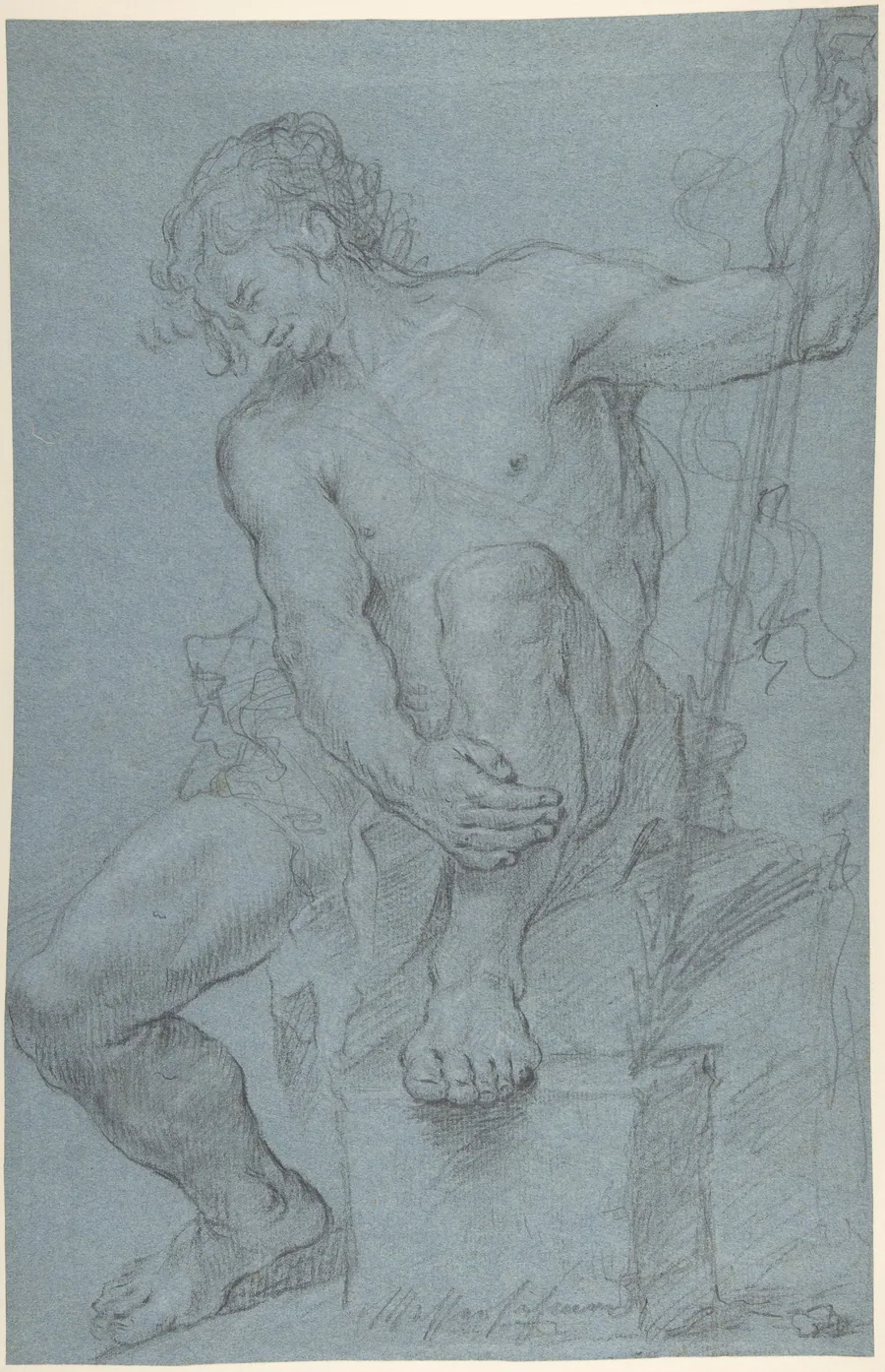 Seated Male Nude Holding a Staff by Franz Xaver Messerschmidt