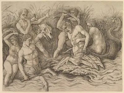 Battle of the Sea Gods (right portion of frieze)
