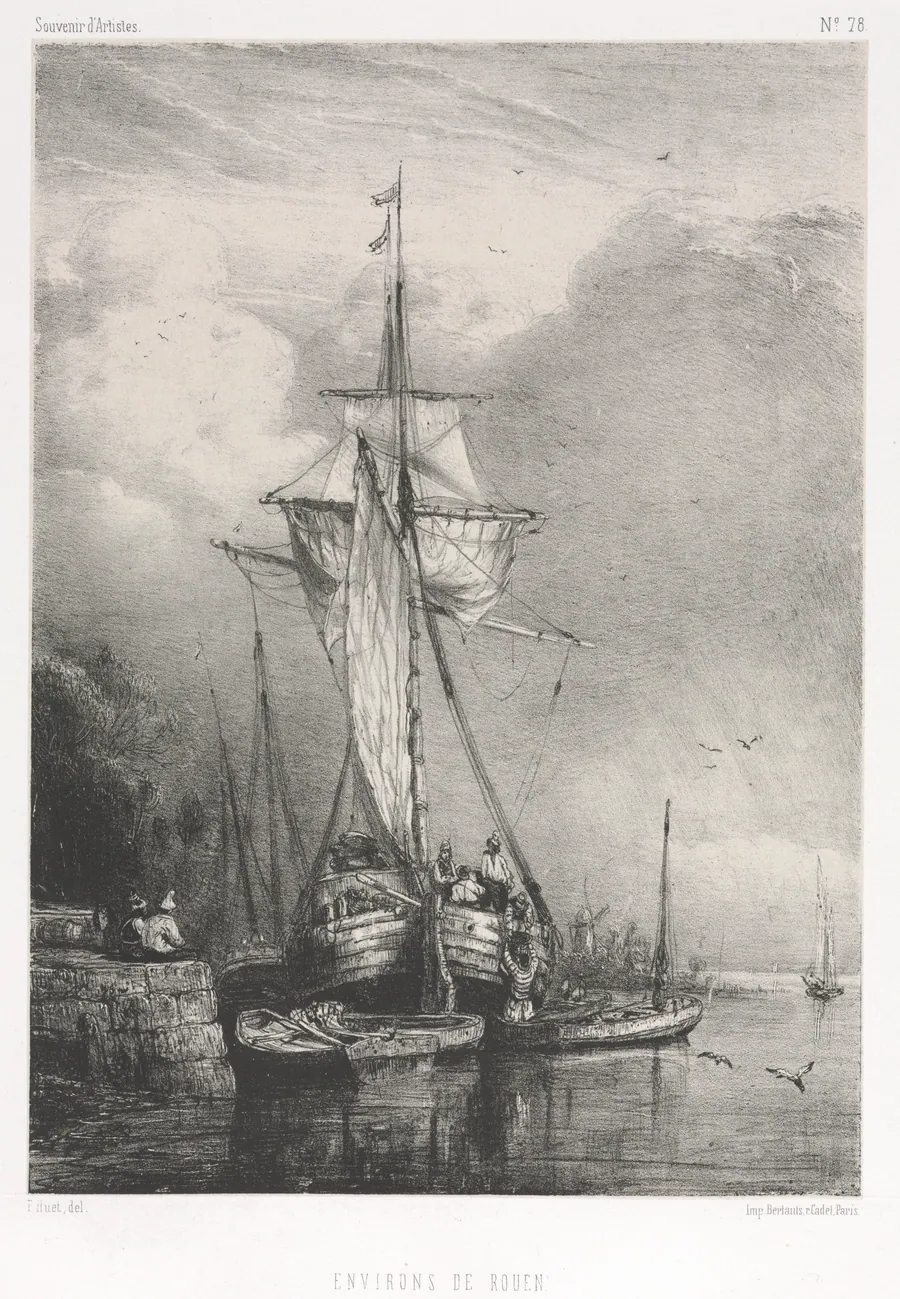 Souvenirs d' Artistes (No. 78): Six Marines: Environs de Rouen by Paul Hüet